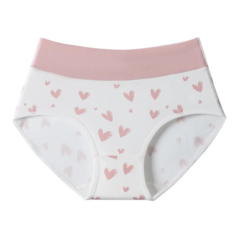 Culottes taille haute en coton doux à motifs cœurs – Lot de 6