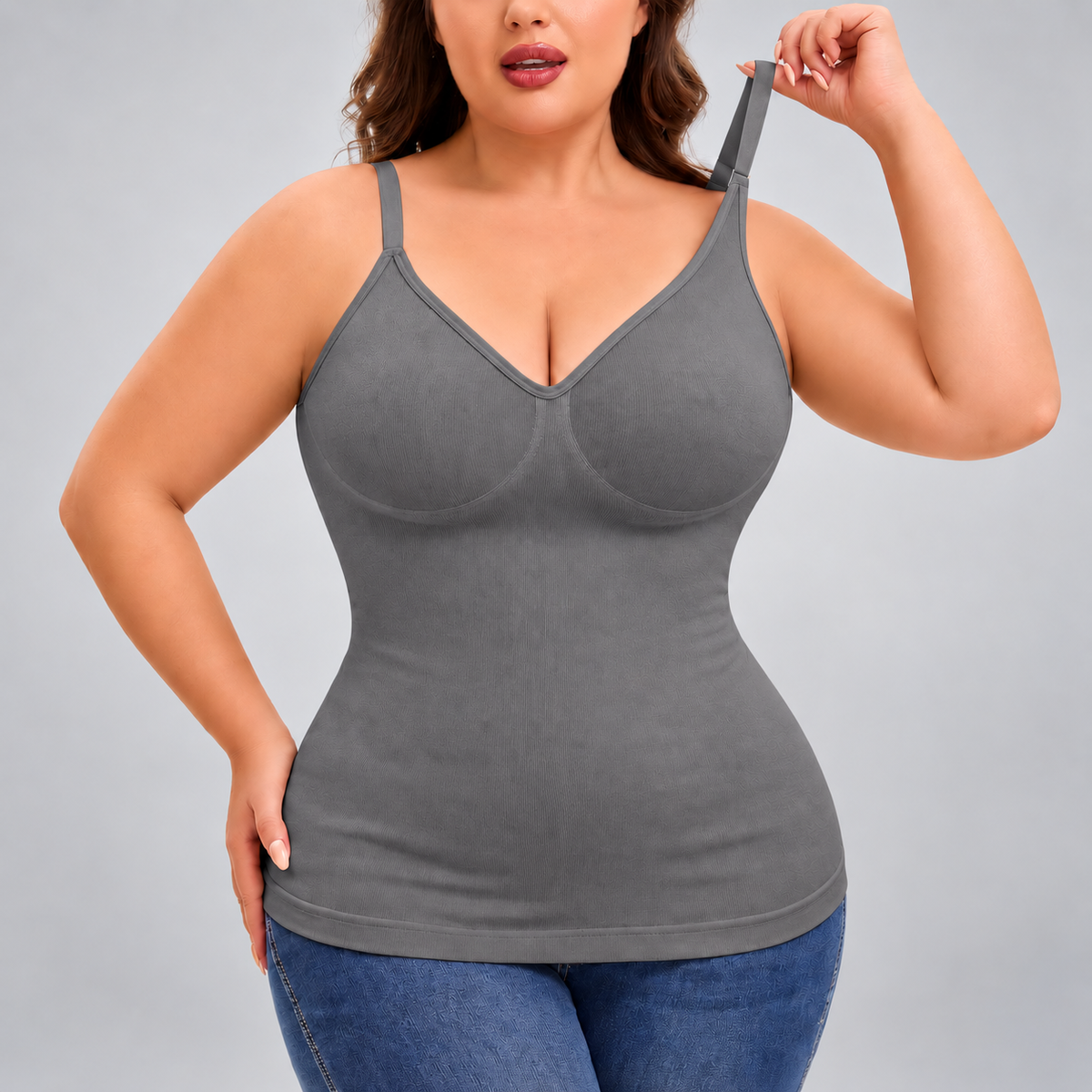 Caraco gainant à col V avec soutien-gorge intégré