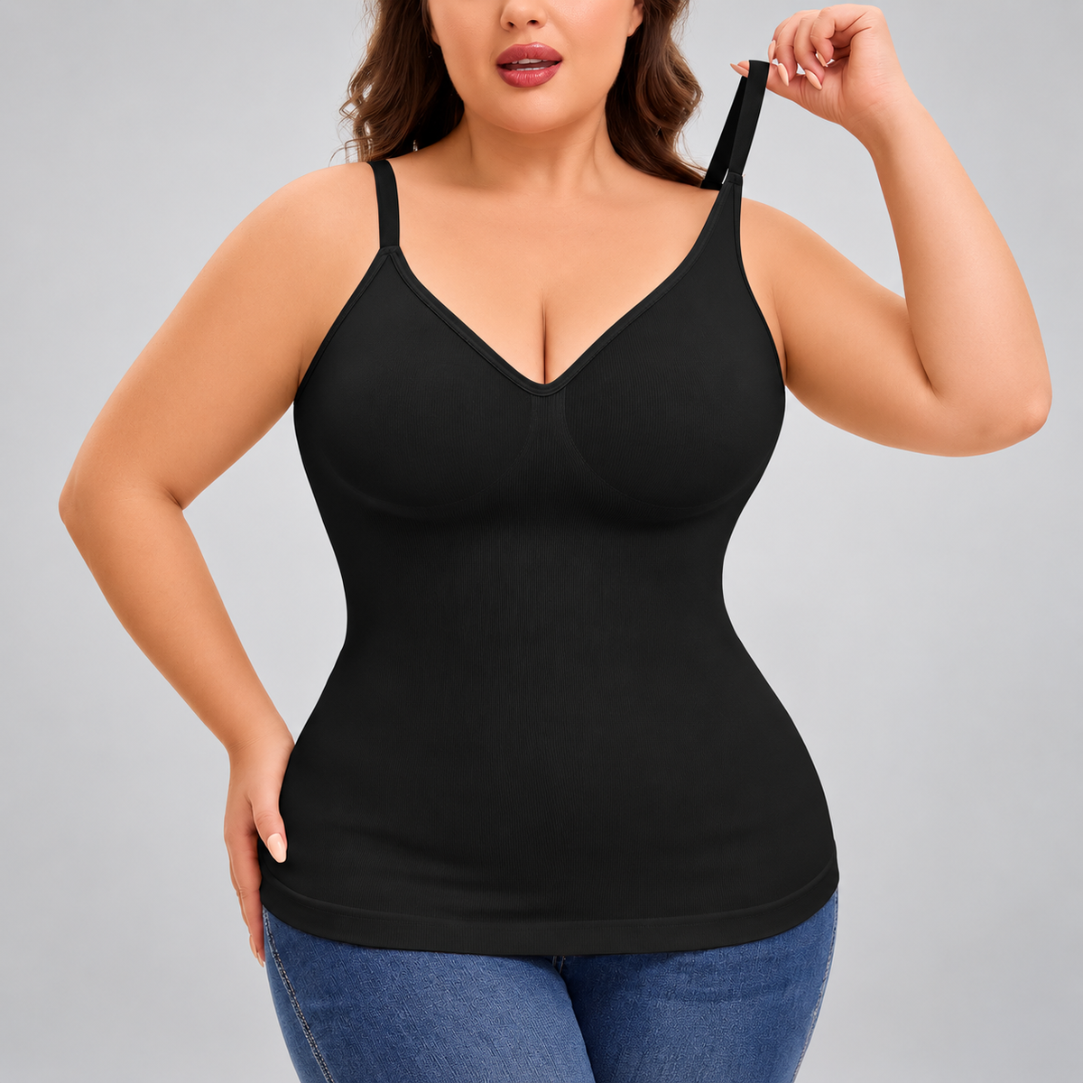 Caraco gainant à col V avec soutien-gorge intégré