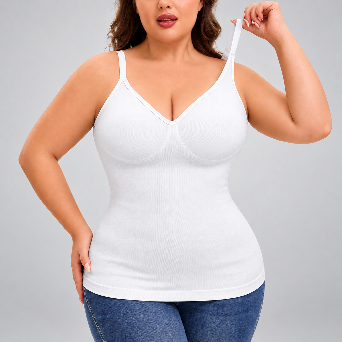 Caraco gainant à col V avec soutien-gorge intégré